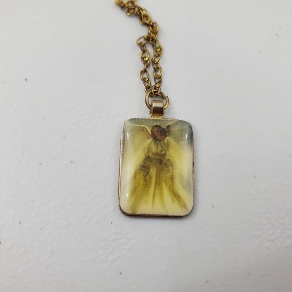 18 Kt GP Plated‎ Necklace Angel Enamel Pendant Char